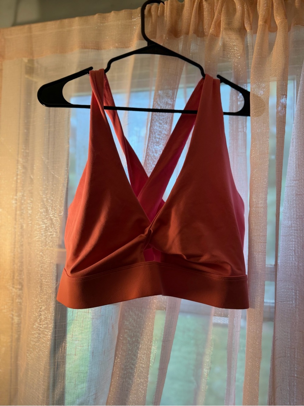 Women's Fabletics Deep V Cross-Back Bralette - Coral Pink
